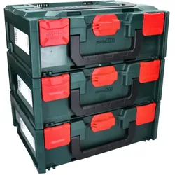Metabo metaBOX 145 Set 3x System Werkzeug Koffer Stapelbar 396 x 296 x 145 mm - ohne Einlage