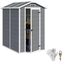 Outsunny Gerätehaus 2,1m2, Wasserdicht Gartenhaus mit Boden Pultdach, Geräteschuppen