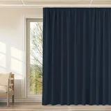 KGORGE Blauer Raumteiler Thermovorhang Kälteschutz Blickdicht Wohnzimmer 1-Set 240 x 300 cm(HxB) Thermo Vorhänge für Schienensystem Verdunklungsvorhänge mit Kräuselband, Dunkelblau