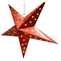 Expo Börse Weihnachtsstern Papier 60 cm mit 10 LEDs und Timer Rot