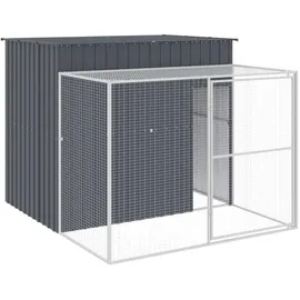 vidaXL Hundehütte mit Auslauf Anthrazit 214x253x181cm Verzinkter Stahl