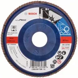 Bosch Fächerschleifscheibe X571, Best for Metal, gerade, 115 x 22,23 mm, 80, Kunst.
