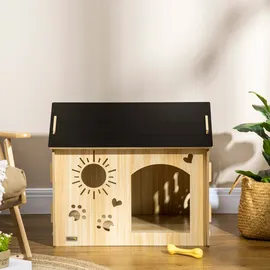 PawHut Hundehütte 69 x 50 x 58,5 cm MDF Schwarz