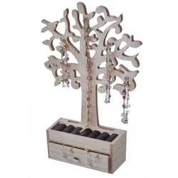 Spetebo Schmuckbaum Schmuckbaum mit Schublade – natur, weißes Schmuckkästchen in Baumform