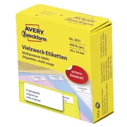 3831 Vielzweck-Etiketten, 38 x 14 mm, 1 Rolle/400 Etiketten, weiß