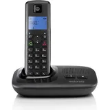 Motorola T411+ Schnurlostelefon - Rufnummernanzeige, Freisprechfunktion, DECT Telefon mit Display - Schwarz - Schwarz