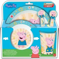 Peppa Pig Teller-Set –Mikrowellengeeignet 5-teiliges Kindergeschirr mit rutschfestem Boden