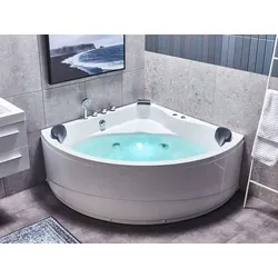 Whirlpool Badewanne weiß Eckmodell mit LED 197 x 140 cm BARACOA