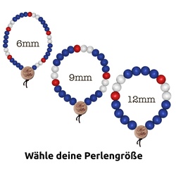 WOOD FELLAS Arm-Schmuck stylisches Armband mit Holz-Perlen Deluxe Pearl Bracelet Blau/Rot/Weiß