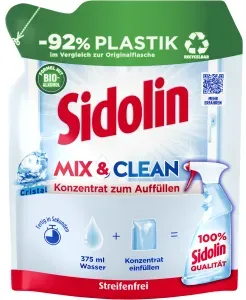 Sidolin Cristal Glasreiniger, Streifenfreie Sauberkeit im ganzen Haus, 125 ml - Nachfüllkonzentrat