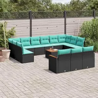 vidaXL Gartensofa-Set 14-tlg. schwarz