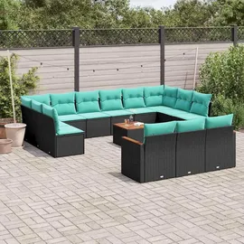 vidaXL Gartensofa-Set 14-tlg. schwarz