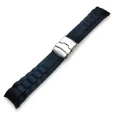 WHARGTSL 18/20/22/24 mm Silikon-Uhrenarmband Fit for gebogenem Ende, passend for Seiko-Armband, Gummiband, passend for Damen und Herren, Armband Fit for Faltschließe(Black-Silver,22mm)