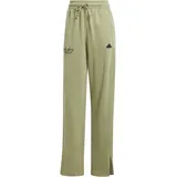 Adidas Damen Signature Graphic Embroidery French Terry Straight Leg Pant, Tent Green, L