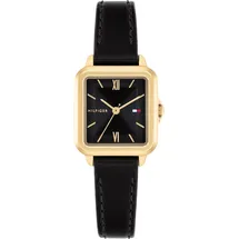 Tommy Hilfiger Uhr mit DREI-Zeiger-Quarzwerkfür Damen mit Schwarzes Lederarmband - 1782835