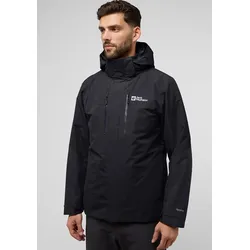 3-in-1-Funktionsjacke JACK WOLFSKIN "JASPER 3IN1 JKT M", Herren, Gr. M (50), schwarz, Hauptmaterial: 100% Polyester (recycled); Kontrast: 100% Polyester (recycled); Futter: 100% Polyester (recycled); Innenmaterial: 100% Polyester (recycled); Füllung: 100% Polyester (recycled), Jacken