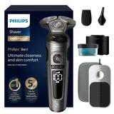 Philips Shaver S9000 Prestige, elektrischer Nass- und Trockenrasierer, Gold, SkinIQ Technologie, Reiseetui, Qi-Ladepad, Präzisionstrimmer, Nasenhaartrimmer und Reinigungsstation, Modell SP9882/36