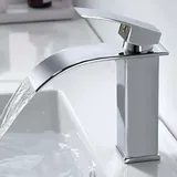 Moderne Wasserfall-waschtischarmatur, Elegante Waschtischarmatur, Edelstahl-mischbatterie, Warm- Und Kaltwasser, 1/2-zoll-anschluss, Verzinkt, Silber - Crezuo