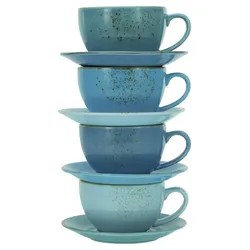 CreaTable Cappuccinotasse Nature Collection 8tlg. Steinzeug Blau