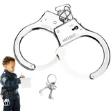 DWFEYOI Polizei Handschellen Kinder aus Metall,Ausrüstung für das Polizei Kostüm Kinder,Mit Schlüssel & Sticker,Stabile Handcuffs auch für Erwachsene, Polizeikostüm Jungen Karneval