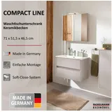 Fackelmann COMPACT LINE Waschbecken mit Unterschrank 71 cm, Kaschmir, Matt, Anzahl Schubladen: