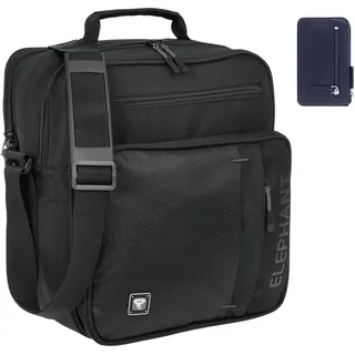 Elephant Flugumhänger Arbeitstasche Reisetasche Tasche Herren Damen Bürotasche Umhängetasche DIN A4 Schultertasche Handgepäcktasche Handgepäck Pilotentasche Dark + Etui (HOCHFORMAT 3624 Schwarz GRAU) - Einheitsgröße