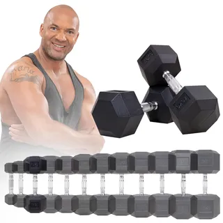 MIWEBA Sports Hexagon Kurzhanteln HGH100, Einzelhantel o. Kurzhantel-Set, 2,5-30 kg, Gusseisen-Kern (Hantelpaar, 7,5 kg)