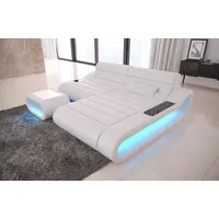 Sofa Dreams Ecksofa Leder Sofa Ledercouch Concept L Form kurz Ledersofa, Couch, mit LED, Designersofa mit ergonomischer Rückenlehne weiß