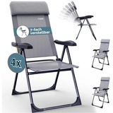 CASARIA Gartenstuhl 4er-Set Grau Klappbar