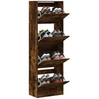 VidaXL Schuhschrank mit 4 Klappen Räuchereiche 60x34x187,5 cm