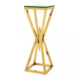 Casa Padrino Luxus Beistelltisch / Säule Edelstahl Gold Finish 35 x 35 x H 101 cm - Tisch Möbel