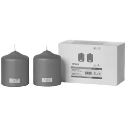 Stumpenkerze FINK "CANDLE", grau, H:10cm Ø:8cm, Kerzen