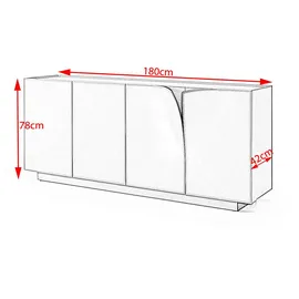 KAWOLA Sideboard EMMA grau Fuß Edelstahl messingfarben
