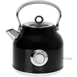 Adler Retro-Design Wasserkocher 1,7 l Schwarz
