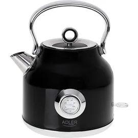 Adler Retro-Design Wasserkocher 1,7 l Schwarz
