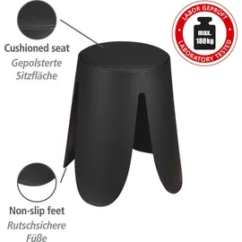 Wenko Badhocker Comiso Duschhocker schwarz Ø 44,5 cm x 46 cm, belastbar bis 180 kg, mit rutschsicheren Füßen