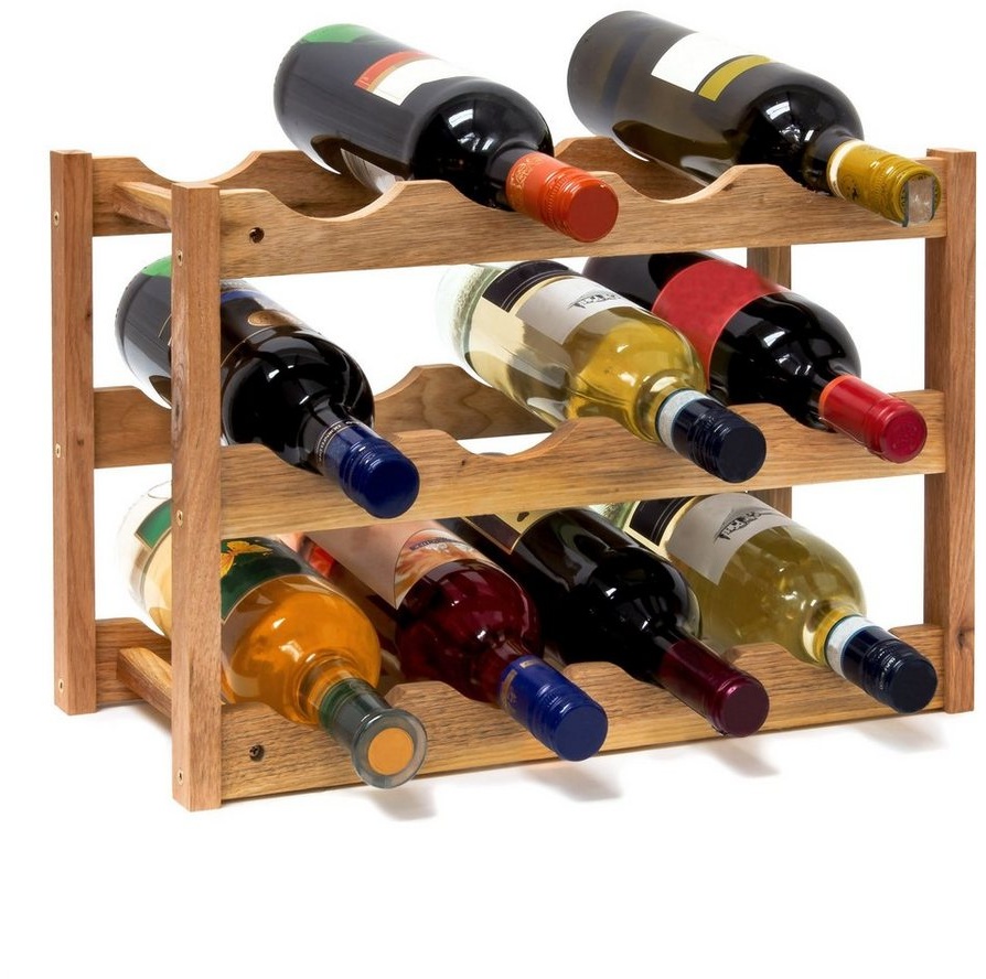 relaxdays Weinregal Weinregal klein Walnuss braun