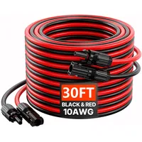 Vevor 9,14 m Solarkabel, Verlängerungskabel 2er-Set, 10AWG Kabel mit Wasserdichten Buchsen- & Steckeranschlüssen, PV-Kabel für Solarpanele zu Hause, auf Schiffen & in Wohnmobilen, Schwarz + Rot