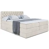 altdecor Boxspringbett mit Matratze, Topper, Polsterbett mit, Bettkasten BOXI8 KING | Beige Casablanca | 140x200 cm, Schlafzimmer, Betten, Boxspringbetten