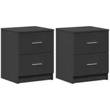 vidaXL Nachttische 2 Stk. mit 2 Schubladen Schwarz 40x36x50 cm