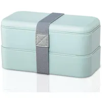 xavax Lunchbox 2 Stück, stapelbar, auslaufsicher, je Bentobox 500 ml, Pastellblau