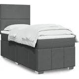 vidaXL Boxspringbett mit Matratze Dunkelgrau 140x200 cm Stoff