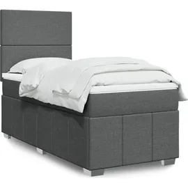 vidaXL Boxspringbett mit Matratze Dunkelgrau 140x200 cm Stoff