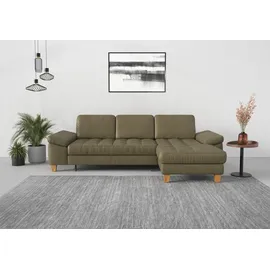 sit&more Ecksofa SIT & MORE "Westham L-Form", grün (olive), B:275cm H:88cm T:172cm, 100% Polyester, Sofas, Ecksofa, mit Recamiere, mit oder ohne Bettfunktion, Bettkasten, Füße Eiche