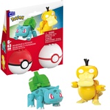 Mattel MEGA Pokémon Actionfigur Bauspielzeug-Set, Pokéball 2er-Pack, Bisasam und Enton mit 63 Teilen, für Kinder, HXP14