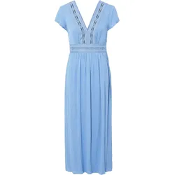 bonprix Sommer-Maxikleid mit Spitze, blau, 36, Viskose