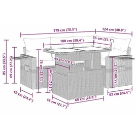 vidaXL Garten-Lounge-Set 5-tlg. beige