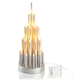 COM-FOUR com-four® LED Stimmungsleuchter Pyramide mit 33 warm-weißen LEDs mit Timerfunktion für Fensterbank, als Tischdeko für eine wohlige Atmosphäre (01 Stück - 33 LEDs silberfarben)