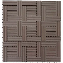Mendler WPC Bodenfliese Rhone, Holzoptik Balkon/Terrasse, 11x je 30x30cm = 1qm ~ Premium, coffee versetzt