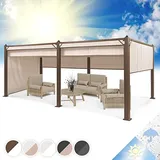 Blumfeldt Pantheon Cortina Pavillon, Wasserdicht mit Faltdach, Stabiler Gartenzelt-Pavillon mit Seitenwänden, Metall-Pavillon Winterfest, Partyzelt mit UV-Schutz, Polyester, Pavillon 3x6m, Bronze/Sand